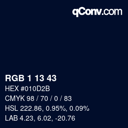 Color code: RGB 1 13 43 | qconv.com
