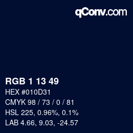 Color code: RGB 1 13 49 | qconv.com