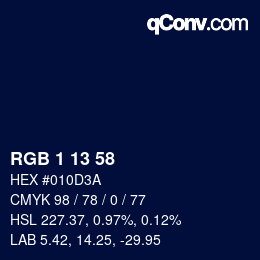 Código de color: RGB 1 13 58 | qconv.com