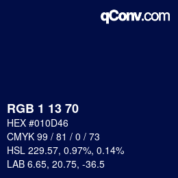 Color code: RGB 1 13 70 | qconv.com