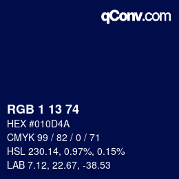 Color code: RGB 1 13 74 | qconv.com