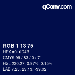 Color code: RGB 1 13 75 | qconv.com