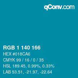 Color code: RGB 1 140 166 | qconv.com