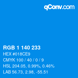 Color code: RGB 1 140 233 | qconv.com