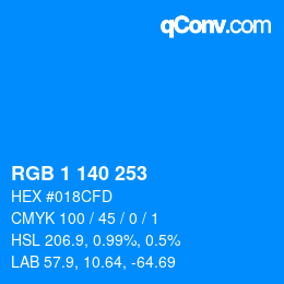 カラーコード: RGB 1 140 253 | qconv.com