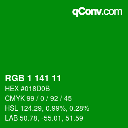 Color code: RGB 1 141 11 | qconv.com