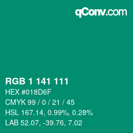 Color code: RGB 1 141 111 | qconv.com