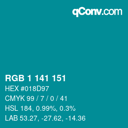 Color code: RGB 1 141 151 | qconv.com