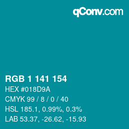 Color code: RGB 1 141 154 | qconv.com