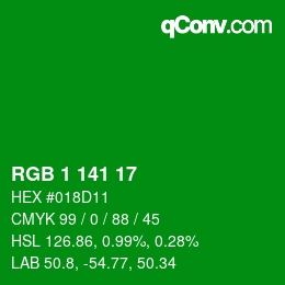 Color code: RGB 1 141 17 | qconv.com