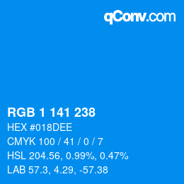 Color code: RGB 1 141 238 | qconv.com