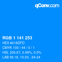 カラーコード: RGB 1 141 253 | qconv.com