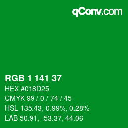 Color code: RGB 1 141 37 | qconv.com
