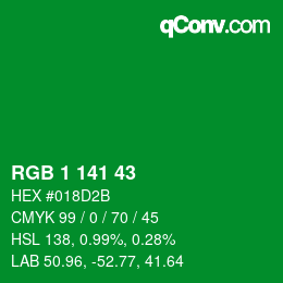 Color code: RGB 1 141 43 | qconv.com