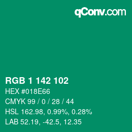 Color code: RGB 1 142 102 | qconv.com