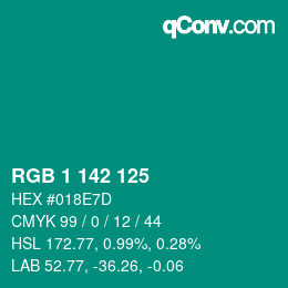 Color code: RGB 1 142 125 | qconv.com