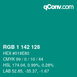 Color code: RGB 1 142 128 | qconv.com