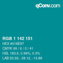 カラーコード: RGB 1 142 151 | qconv.com