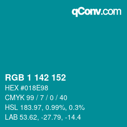 カラーコード: RGB 1 142 152 | qconv.com