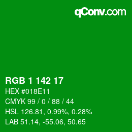 Color code: RGB 1 142 17 | qconv.com