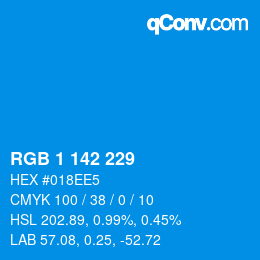 Color code: RGB 1 142 229 | qconv.com