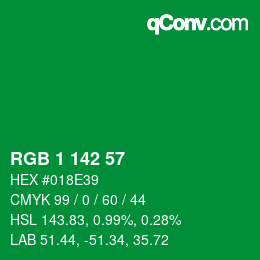 颜色代码: RGB 1 142 57 | qconv.com