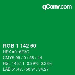 颜色代码: RGB 1 142 60 | qconv.com
