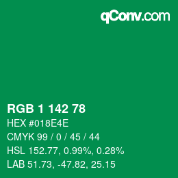 颜色代码: RGB 1 142 78 | qconv.com