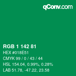 颜色代码: RGB 1 142 81 | qconv.com