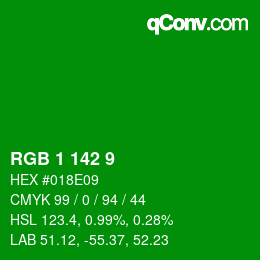 颜色代码: RGB 1 142 9 | qconv.com