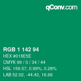 颜色代码: RGB 1 142 94 | qconv.com