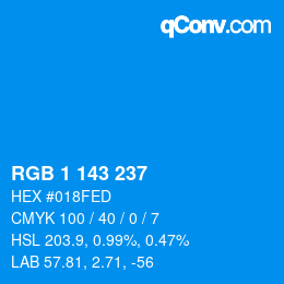Color code: RGB 1 143 237 | qconv.com