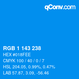 Color code: RGB 1 143 238 | qconv.com