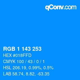 カラーコード: RGB 1 143 253 | qconv.com