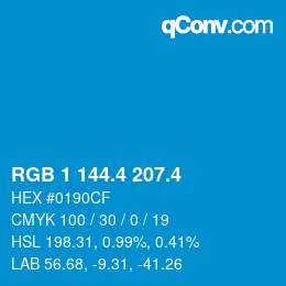 カラーコード: RGB 1 144.4 207.4 | qconv.com