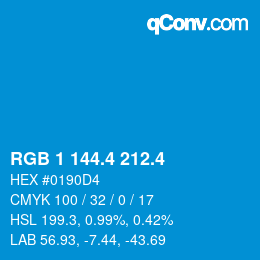 カラーコード: RGB 1 144.4 212.4 | qconv.com