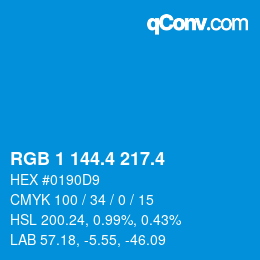 カラーコード: RGB 1 144.4 217.4 | qconv.com