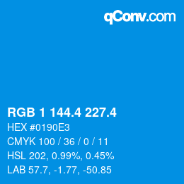 カラーコード: RGB 1 144.4 227.4 | qconv.com