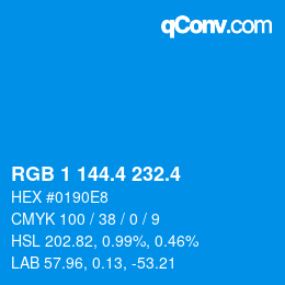 カラーコード: RGB 1 144.4 232.4 | qconv.com