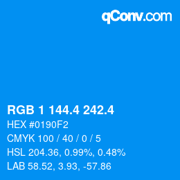 カラーコード: RGB 1 144.4 242.4 | qconv.com