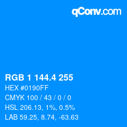 カラーコード: RGB 1 144.4 255 | qconv.com
