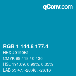 カラーコード: RGB 1 144.8 177.4 | qconv.com