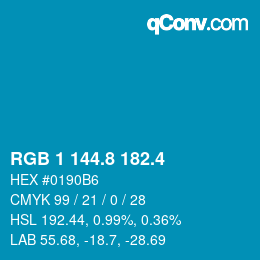 カラーコード: RGB 1 144.8 182.4 | qconv.com
