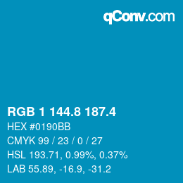 カラーコード: RGB 1 144.8 187.4 | qconv.com