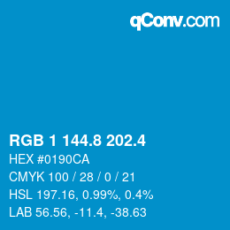 カラーコード: RGB 1 144.8 202.4 | qconv.com