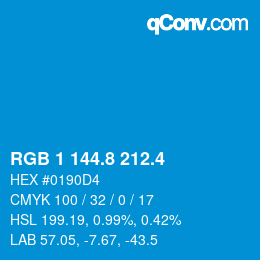 カラーコード: RGB 1 144.8 212.4 | qconv.com
