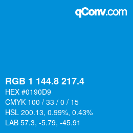 カラーコード: RGB 1 144.8 217.4 | qconv.com
