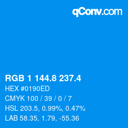 カラーコード: RGB 1 144.8 237.4 | qconv.com