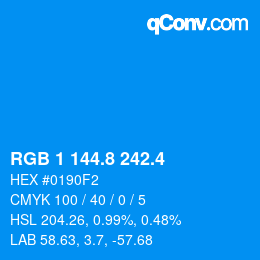 カラーコード: RGB 1 144.8 242.4 | qconv.com