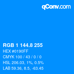 カラーコード: RGB 1 144.8 255 | qconv.com